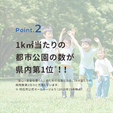 1k㎡当たりの都市公園の数が県内第1位！