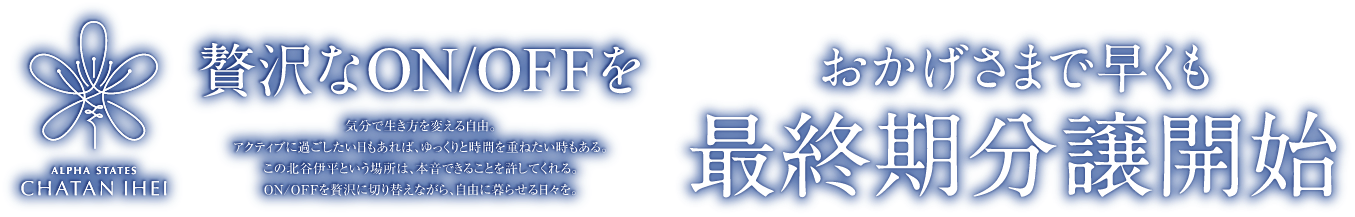 おかげさまで早くも、最終期分譲開始