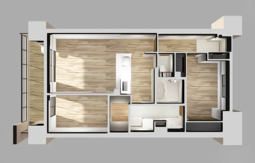 パウダールーム回遊プランの間取り図