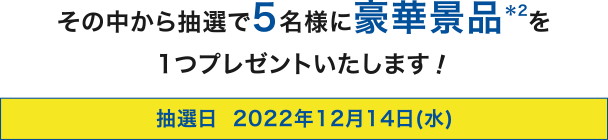 その中から抽選で5名様に豪華商品※2を1つプレゼントいたします！