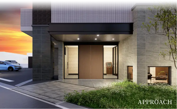 私邸へと導く、格調高い共用空間。