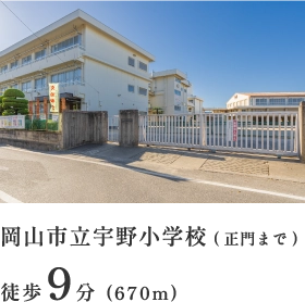 岡山市立宇野小学校（正門まで）徒歩9分（670m）
