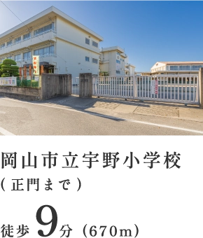岡山市立宇野小学校（正門まで）徒歩9分（670m）