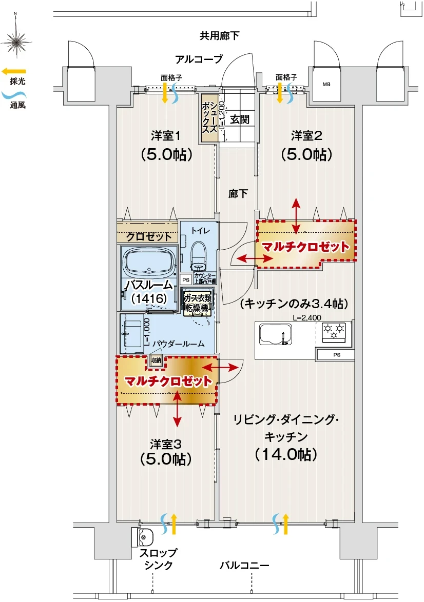 Eタイプの平面図