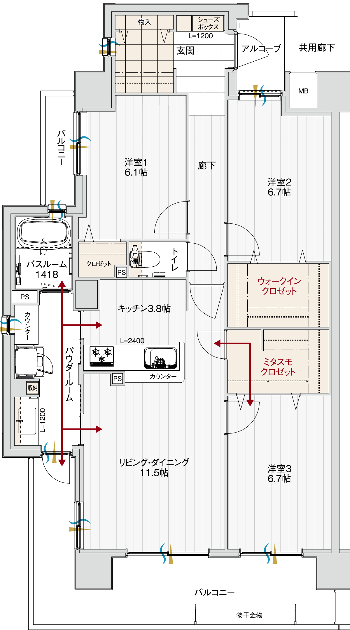 A1タイプの間取り