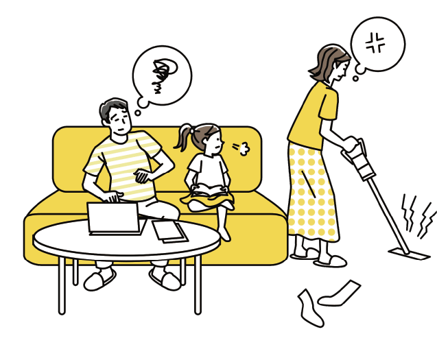 掃除しているイラスト