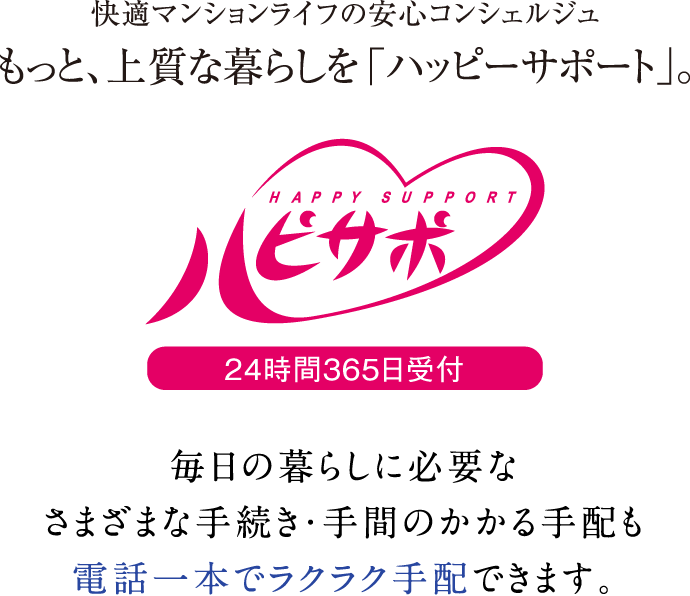 ハッピーサポート 毎日の暮らしに必要なさまざまな手続き・手間のかかる手配も電話一本でラクラク手配できます。