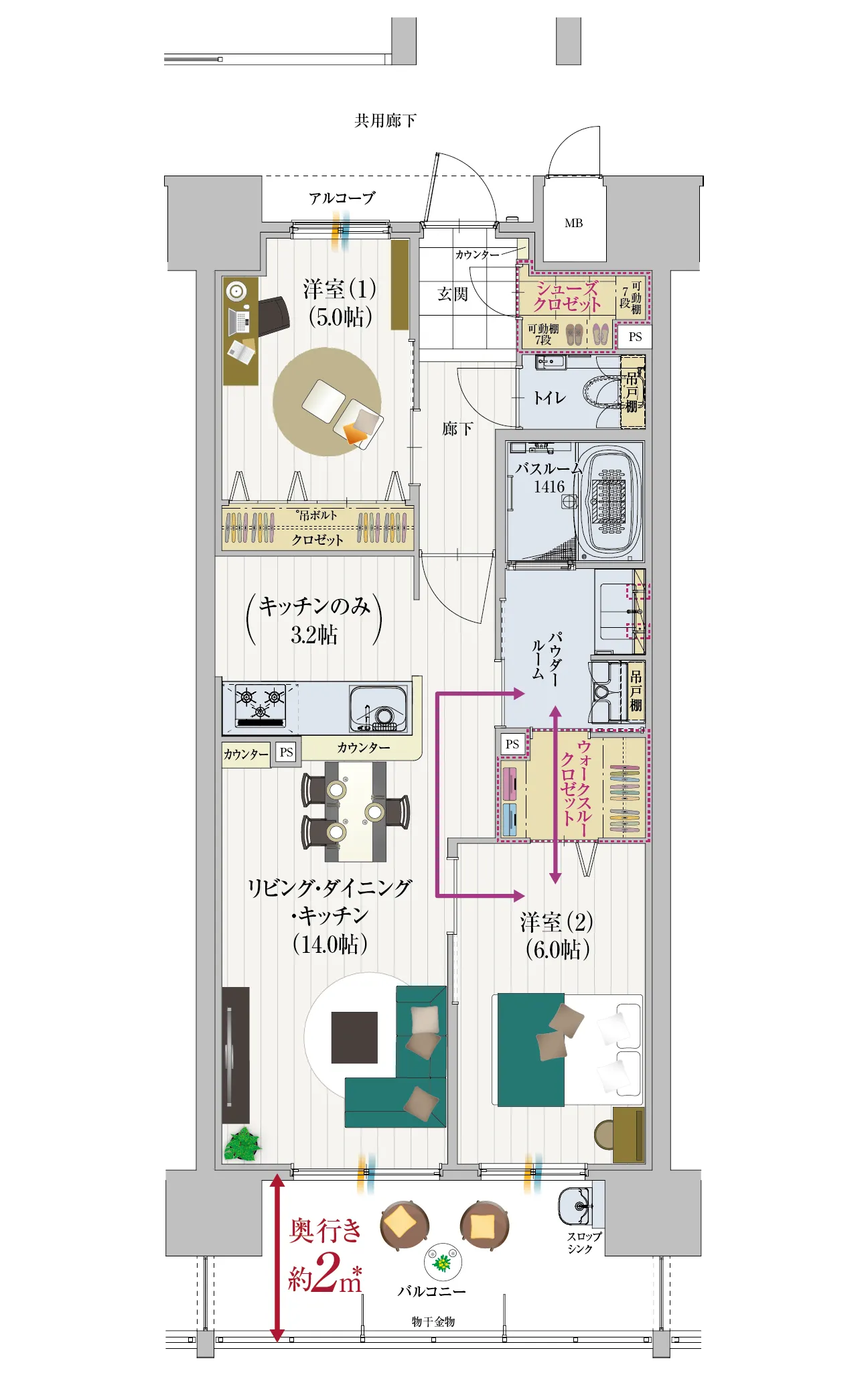 Bタイプの間取り
