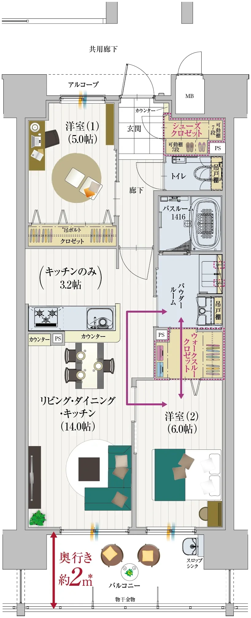 Bタイプの間取り