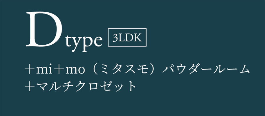 Dtype 3LDK ＋mi＋mo（ミタスモ）パウダールーム ＋マルチクロゼット