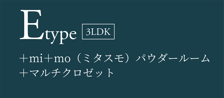 Etype 3LDK ＋mi＋mo（ミタスモ）パウダールーム＋マルチクロゼット