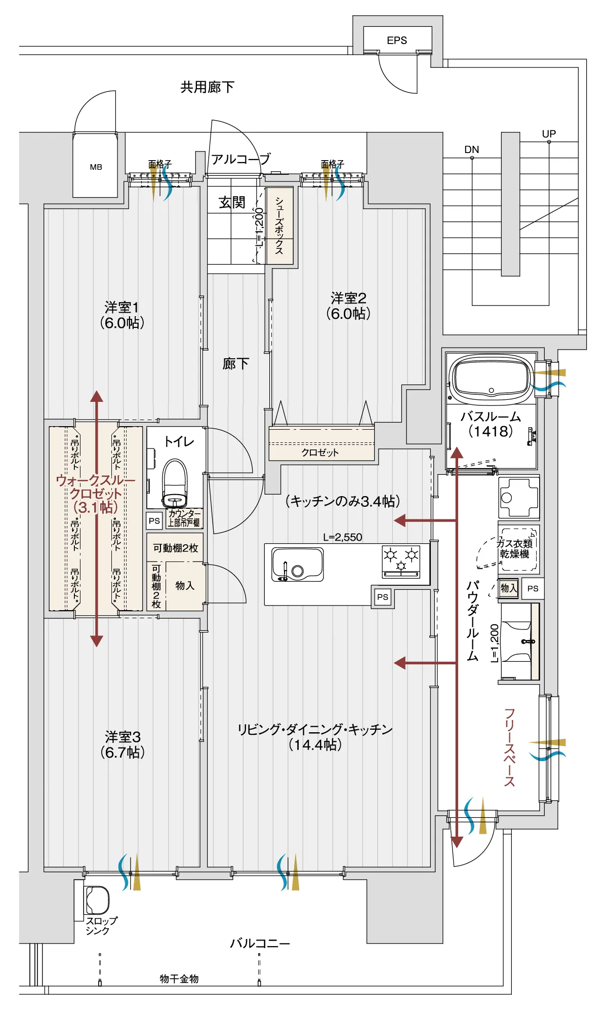 Eタイプの間取り図