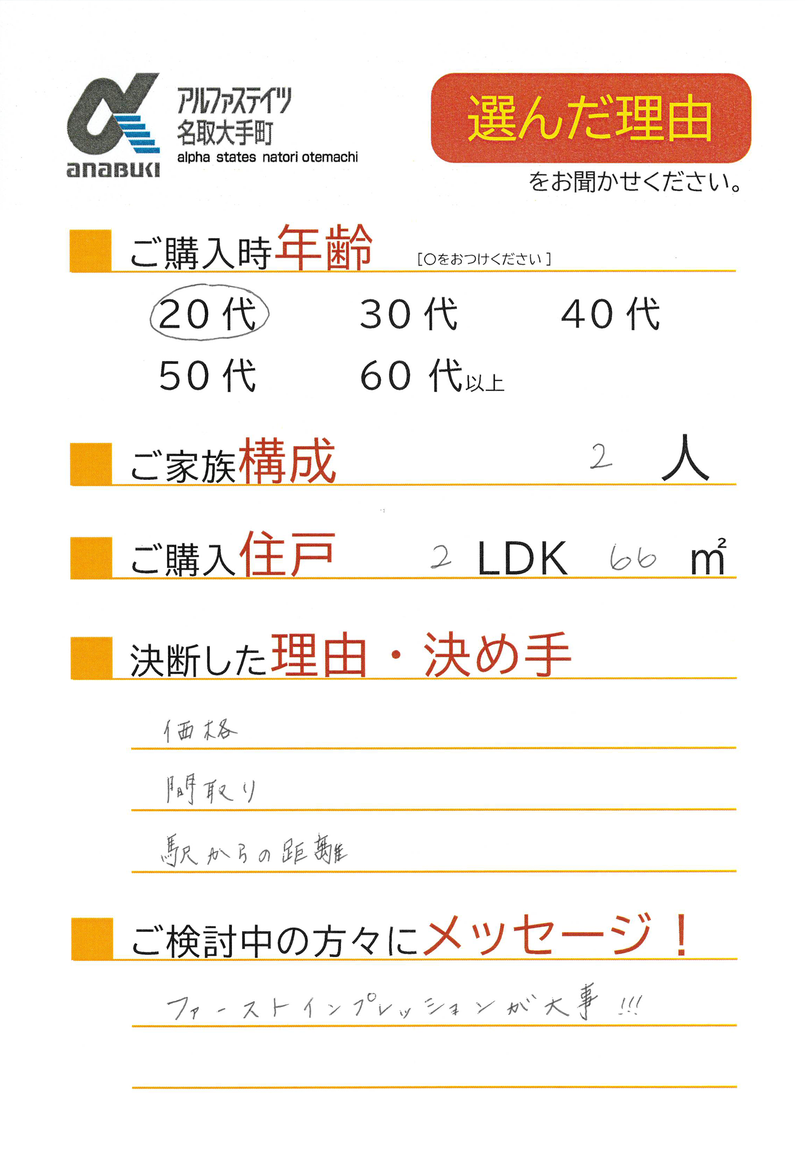 価格、間取り、駅からの距離