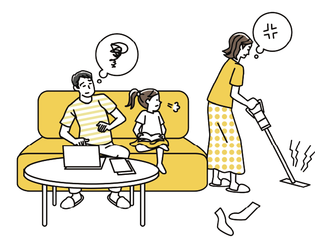 掃除しているイラスト