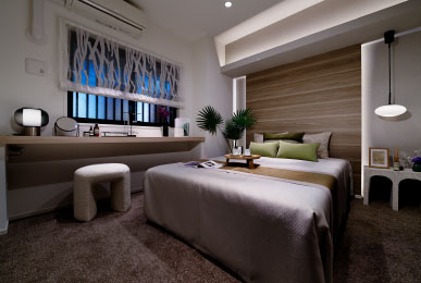 安らぎのひとときを生むベッドルーム