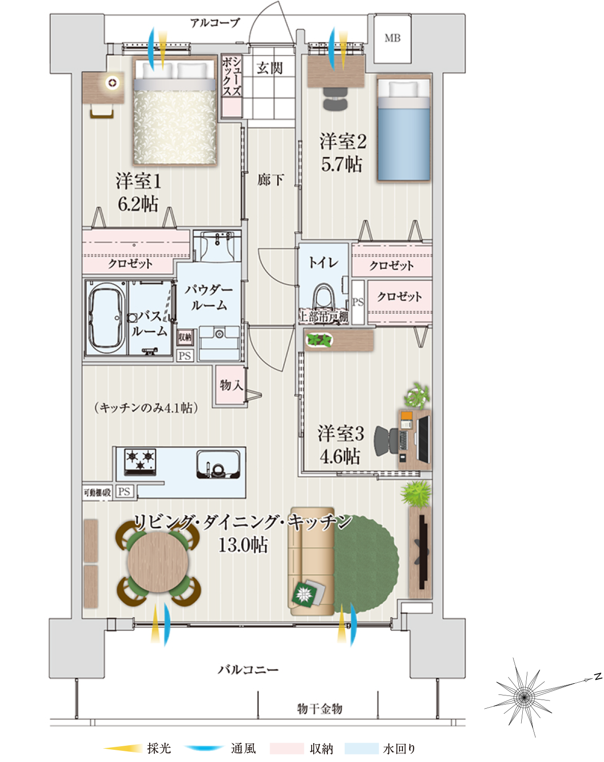 Atype間取り図　4LDK