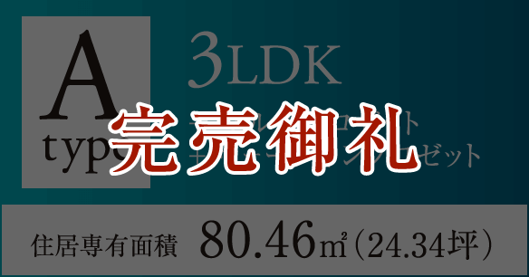 Aタイプ 3LDK+マルチクロゼット+ウォークインクロゼット 住居専有面積80.46㎡（24.34坪）