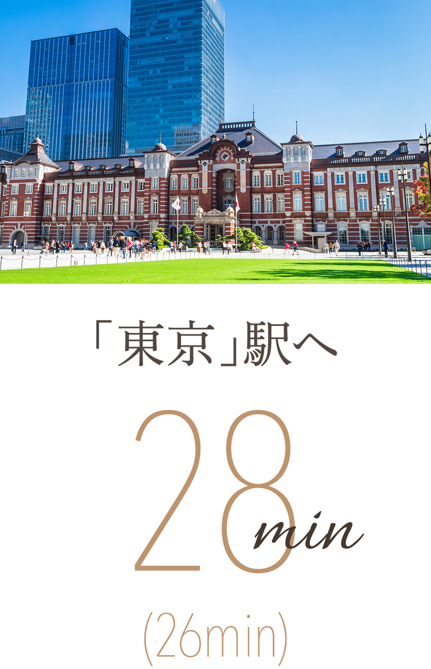 「東京」駅へ 28min（26min）