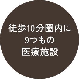 徒歩10分圏内に9つもの医療施設