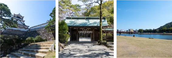 高知城・山内神社・鏡川の風景