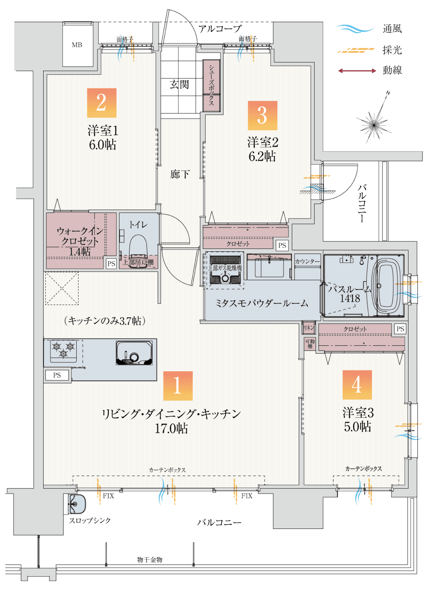 Ftype 3LDK 間取り図