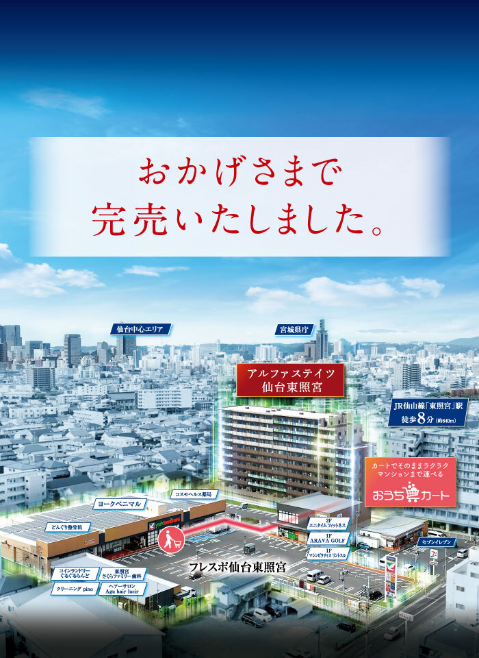 「アルファステイツ仙台東照宮」はおかげさまで完売いたしました。