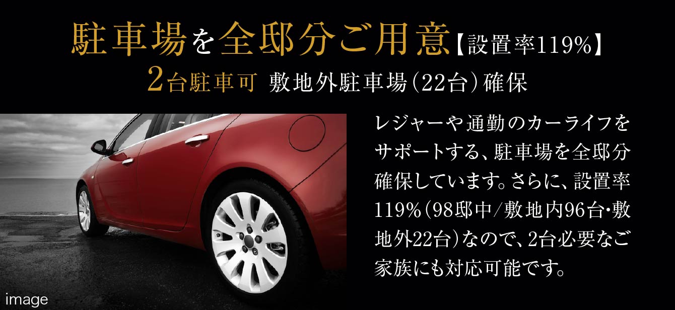 駐車場を全邸ご用意